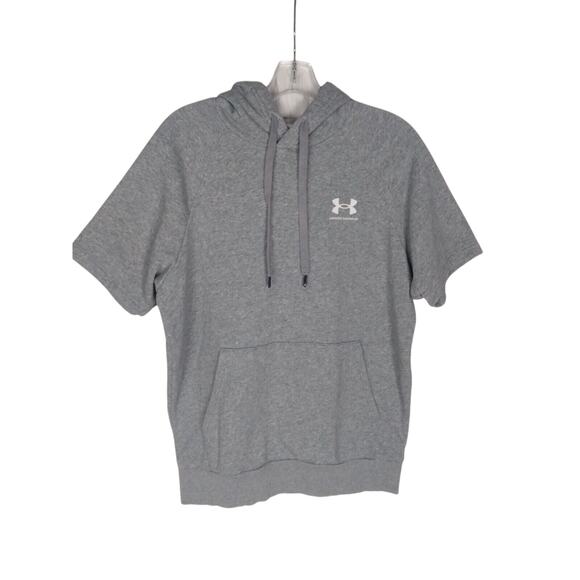 Under Armour Sweater Mens SMALL Gray Loose Drawstring Hoodie‎ Activewear - Picture 2 of 8